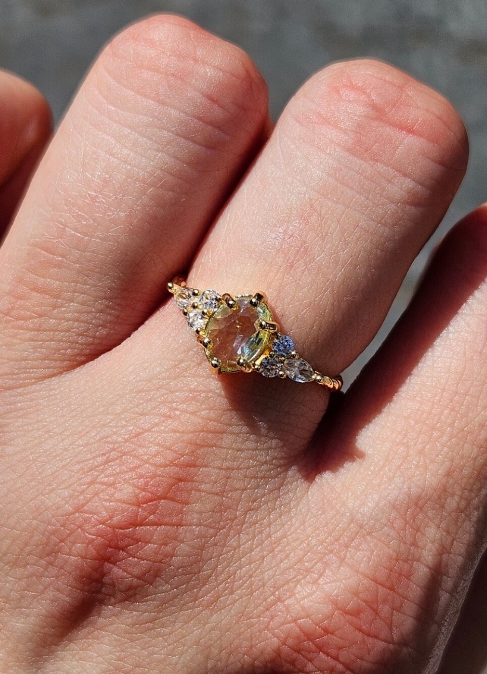 Yellow Gold and Faux Diamond Accent Ring